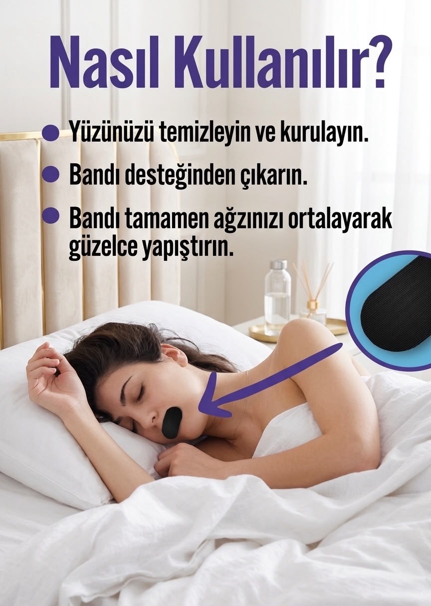 Premium Ağız Bandı 30 Adet - Horlama Karşıtı & Burun Solunumu Destekli Hipoalerjenik Uyku Bandı