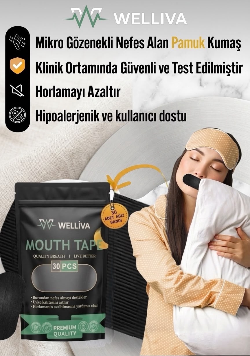 Premium Ağız Bandı 30 Adet - Horlama Karşıtı & Burun Solunumu Destekli Hipoalerjenik Uyku Bandı