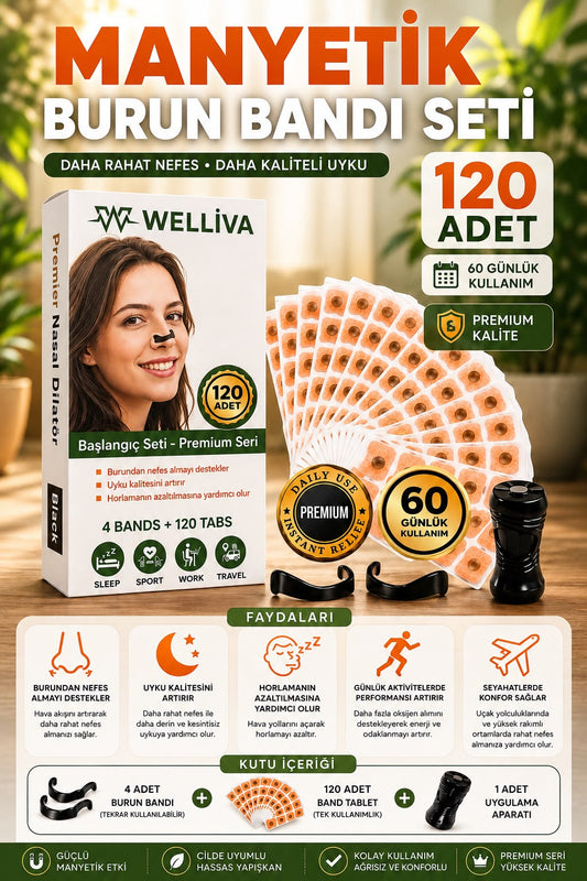 Welliva Premium Manyetik Burun Bandı Seti 60 Çift (120)Adet